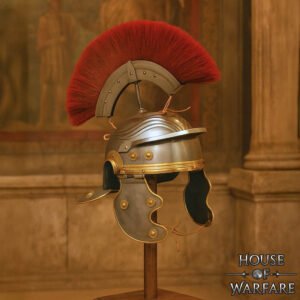 1st Century Roman Imperial Gallic G Helmet with Red Nylon Crest Plume- LARP, Theatre, Costume, Display