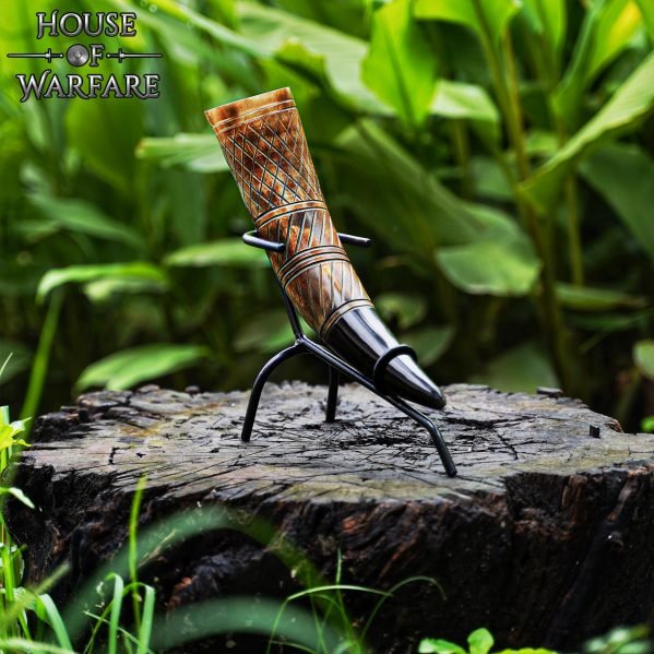 Genuine Drinking Horn with Hand-Carved Design - Image 8