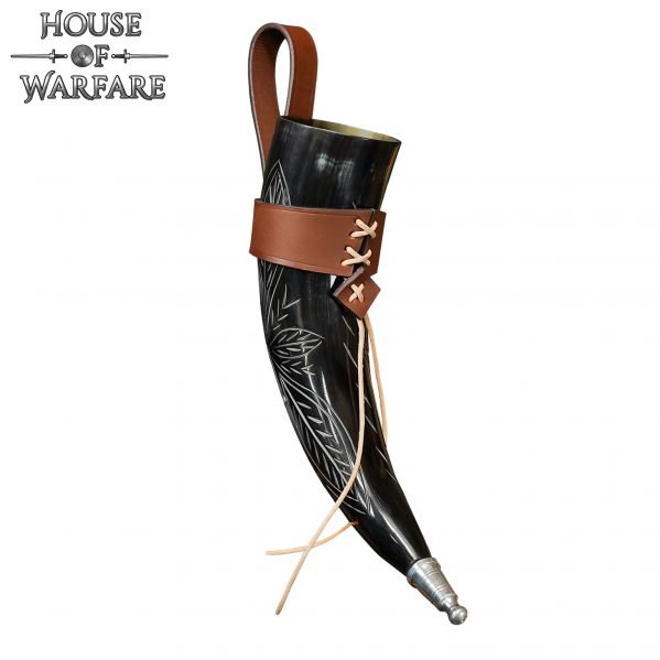 Genuine Drinking Horn with Leather Holder