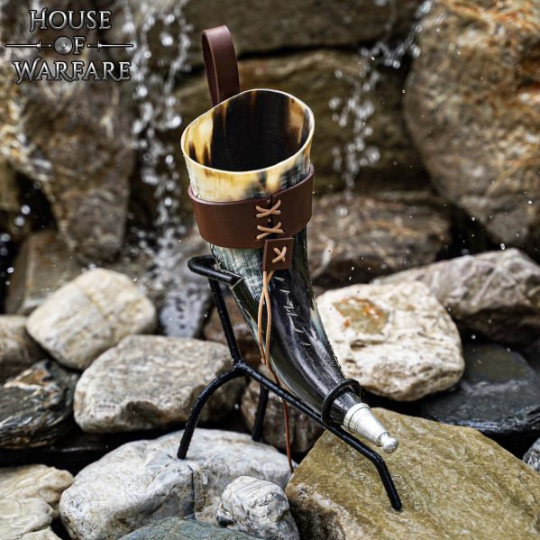 Genuine Drinking Horn with Leather Holder - Image 3