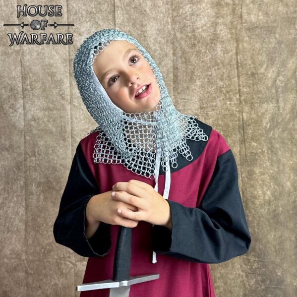 Chainmail V-face Coif for Kids Butted Mild Steel 10mm 16g - Image 7