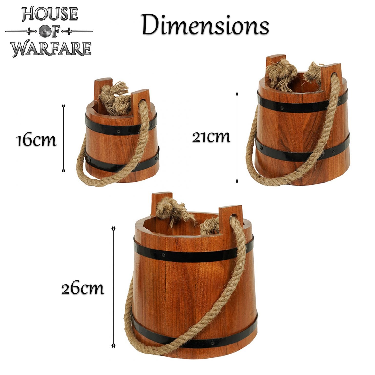 ⭐ Medieval Wooden Buckets Handcrafted Harwood in Three Sizes Medieval Shop at House of Warfare