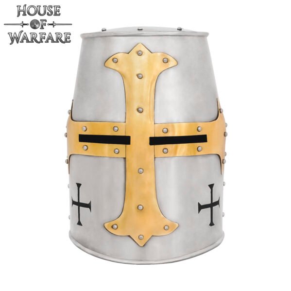 Crusader Great Helm with Brass Cross 12th–13th Century Style - Image 3