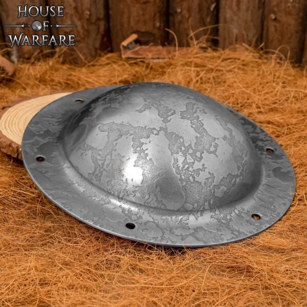 LARP Medieval Steel Shield Boss – Textured Battle-Worn Umbo for DIY Shields