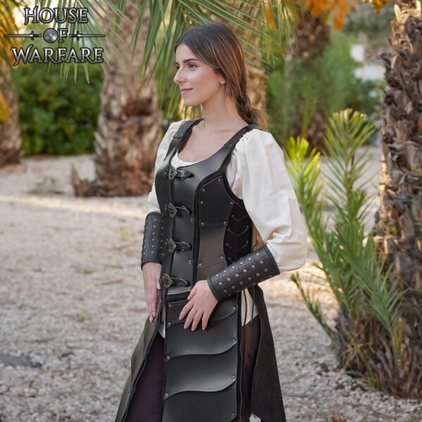 Medieval Leather Bracers with Brass Rivets & Corded Closure – Authentic Arm Protection for LARP, Fantasy. - Image 5