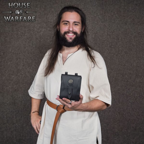 Spanish Design Medieval Leather Belt Pouch – Ideal for LARP & Fantasy Roleplay - Image 5