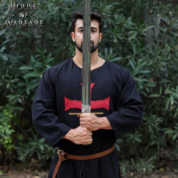 Templar Knight Crusader Tunic Black with Red Cross (12th–13th Century Inspired) - Image 5