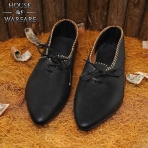 13th–14th Century Leather Turn Shoes Hand Stitched Medieval Slippers