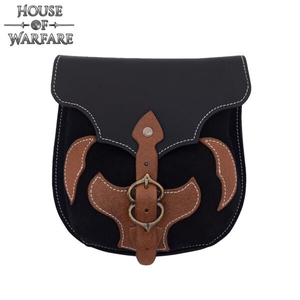 Spanish Design Medieval Leather Pouch Brass Buckle & Appliqué  LARP Ready - Image 5