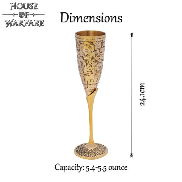 Engraved Brass Goblet Chalice with Floral Motif, Medieval Handcrafted Décor - Image 3