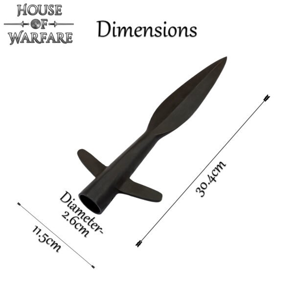 Hand-Forged Winged Spearhead – Medieval LARP Spear Tip with Leaf Blade & Side Lugs, Ideal for LARP, Stage Combat & Collections - Image 3