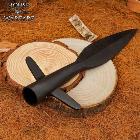 Hand-Forged Winged Spearhead – Medieval LARP Spear Tip with Leaf Blade & Side Lugs, Ideal for LARP, Stage Combat & Collections