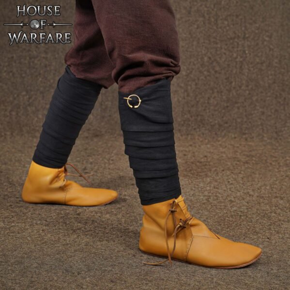 Medieval Cotton Leg Wraps with Brass Fibula - Winingas Pair - Image 24