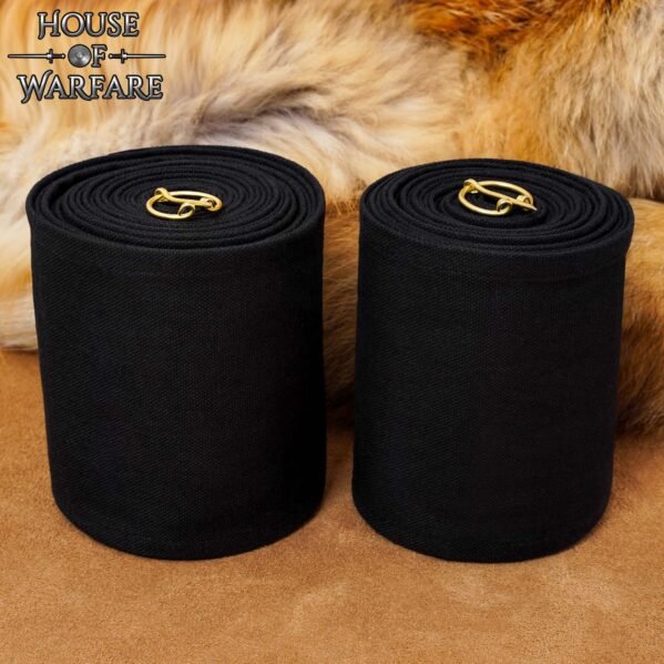 Medieval Cotton Leg Wraps with Brass Fibula - Winingas Pair - Image 25