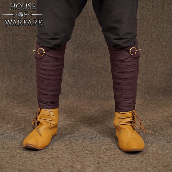 Medieval Cotton Leg Wraps with Brass Fibula - Winingas Pair - Image 8