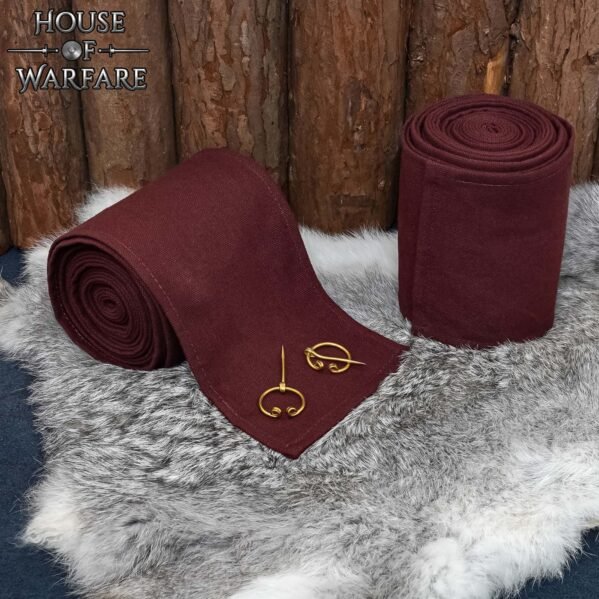 Medieval Cotton Leg Wraps with Brass Fibula - Winingas Pair - Image 9