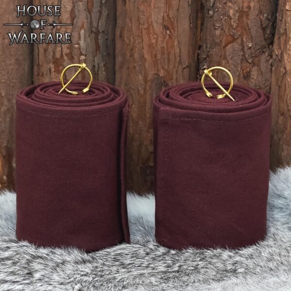 Medieval Cotton Leg Wraps with Brass Fibula - Winingas Pair - Image 10