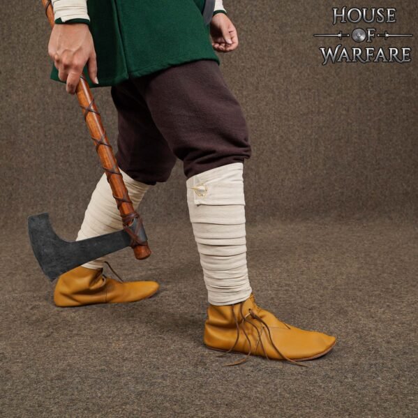 Medieval Cotton Leg Wraps with Brass Fibula - Winingas Pair - Image 30