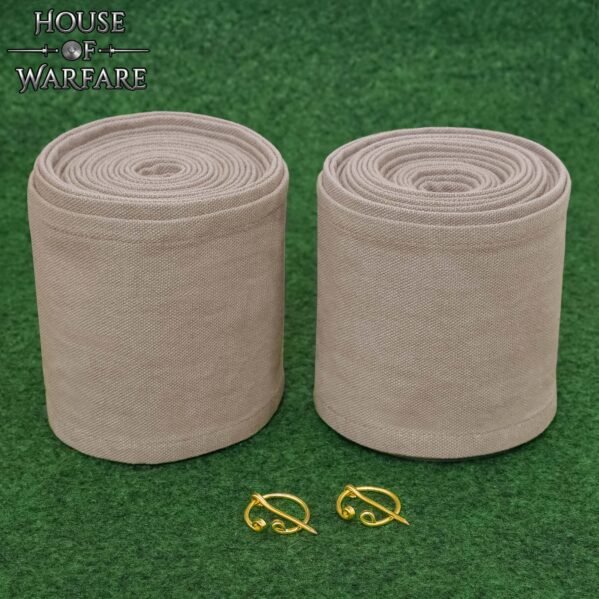 Medieval Cotton Leg Wraps with Brass Fibula - Winingas Pair - Image 32
