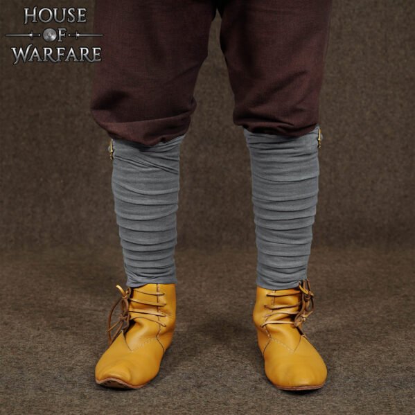 Medieval Cotton Leg Wraps with Brass Fibula - Winingas Pair - Image 14