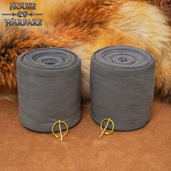 Medieval Cotton Leg Wraps with Brass Fibula - Winingas Pair - Image 18