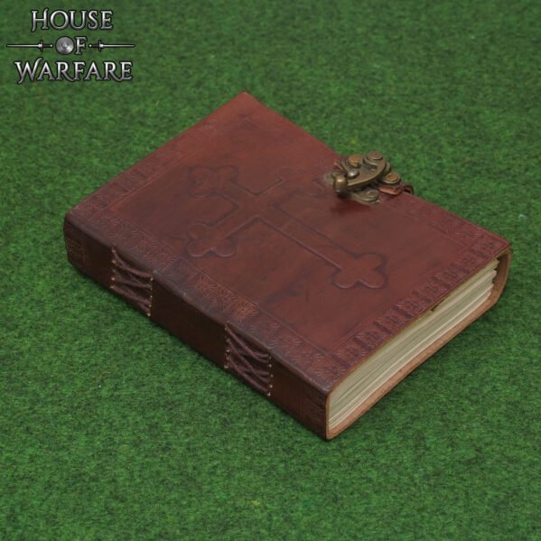 Handmade Leather Journal with Celtic Cross Embossing- Brass Lock - Image 6