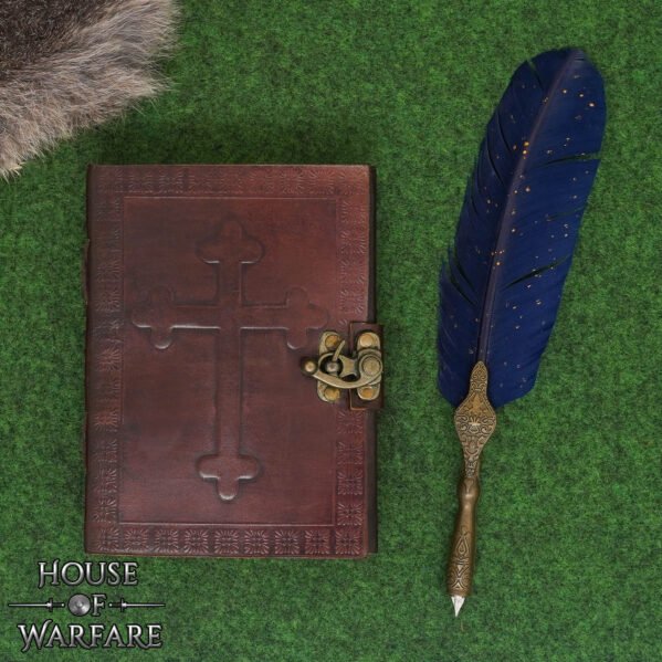 Handmade Leather Journal with Celtic Cross Embossing- Brass Lock - Image 8