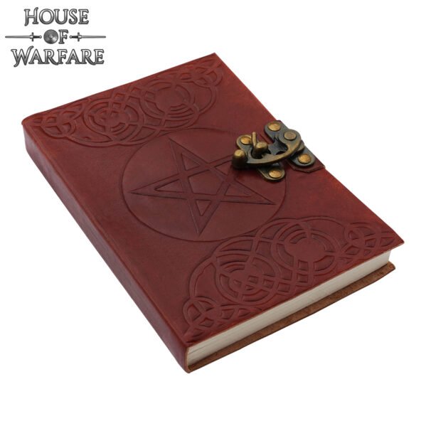 Leather Journal with Pentagram Embossing & Lock - Handcrafted - Image 4