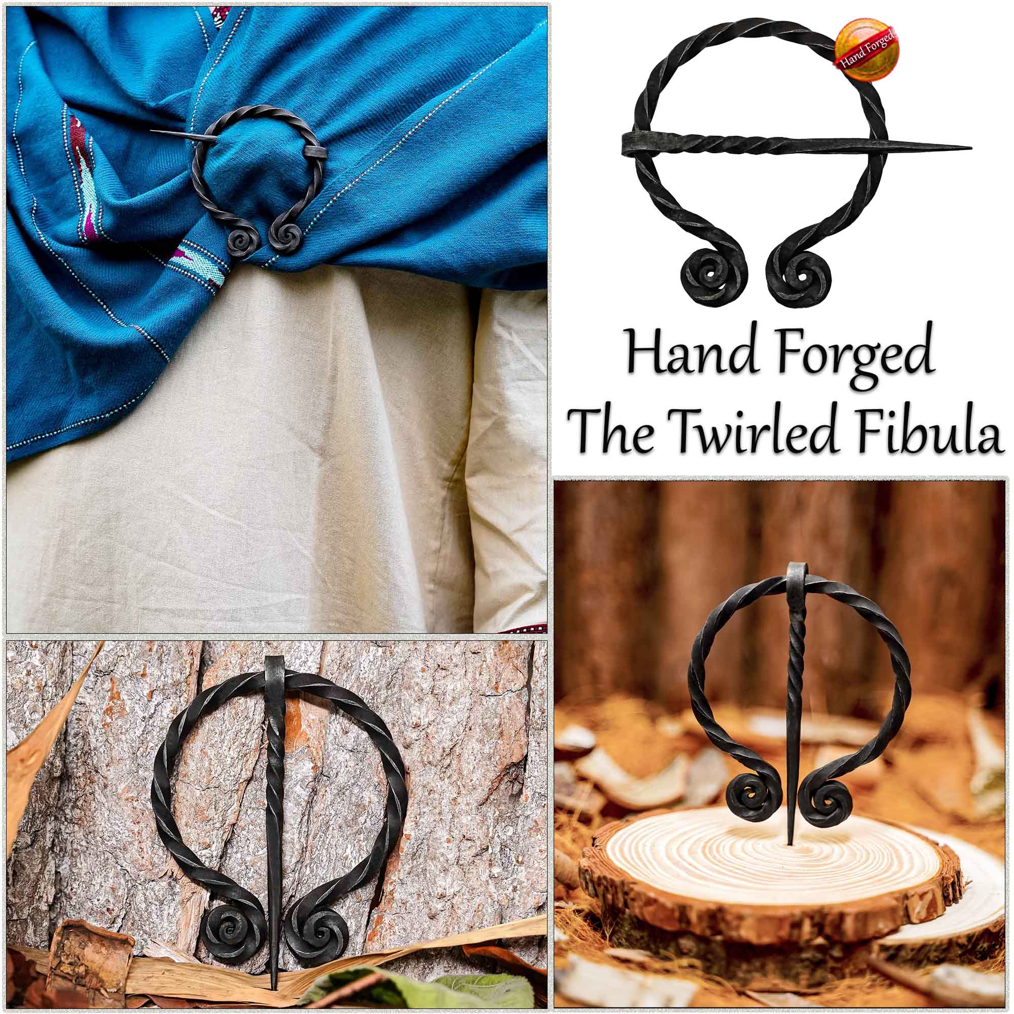 Hand Forged Iron Cloak Pin - Viking Style