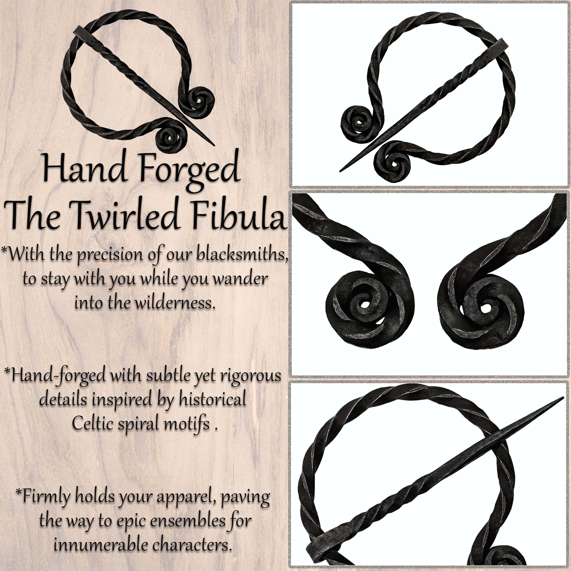 Angus Fibula Cloak Pin - Jewellery Fastening - LARP Costume