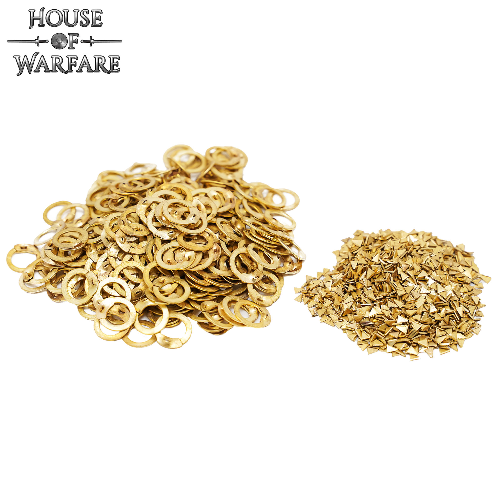 ⭐ Loose Chainmail Rings, Solid Brass Flat Rings with Wedge Rivets, 8mm  18gauge - Medieval Shop at House of Warfare