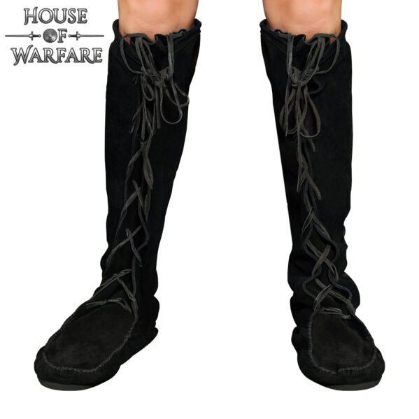 Medieval Suede Lace-Up Long Boots 9th to 15th Century Design - Image 3