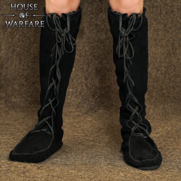 Medieval Suede Lace-Up Long Boots 9th to 15th Century Design
