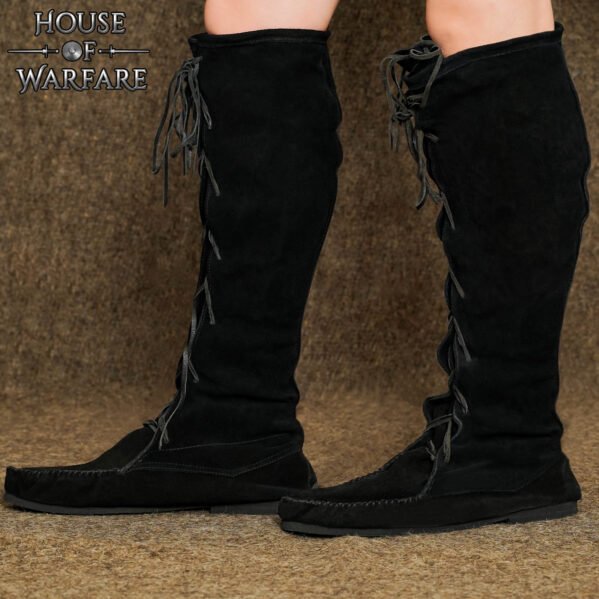Medieval Suede Lace-Up Long Boots 9th to 15th Century Design - Image 6