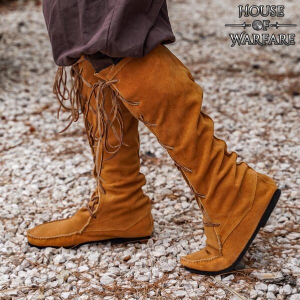 Medieval Suede Lace-Up Long Boots 9th to 15th Century Design - Image 11