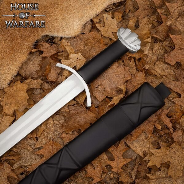 Viking Sword with Scabbard Hand Forged Steel Blade, Fluted Pommel – Collector’s Display - Image 5