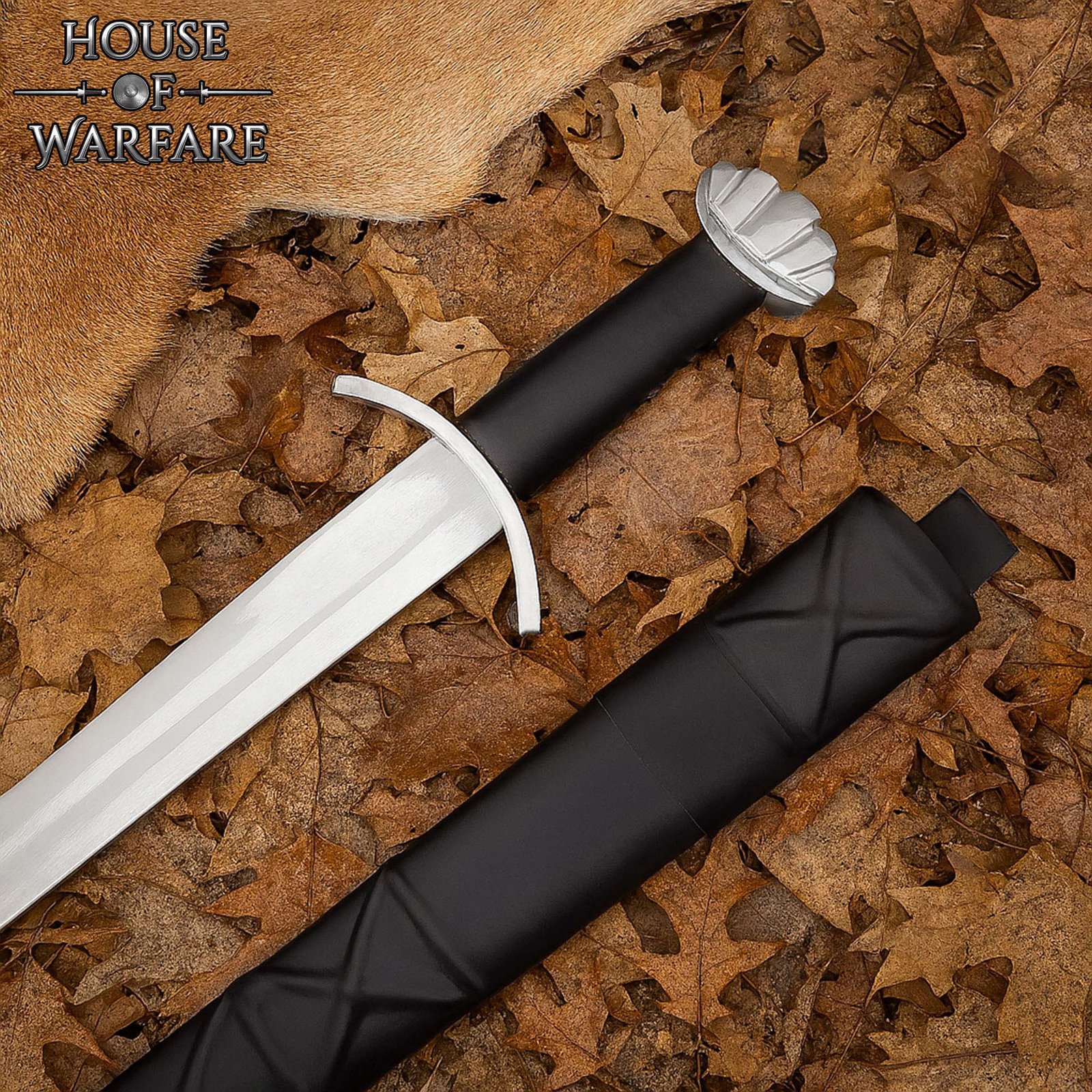 Viking Sword with Scabbard Hand Forged Steel Blade, Fluted Pommel – Collector’s Display - Image 5