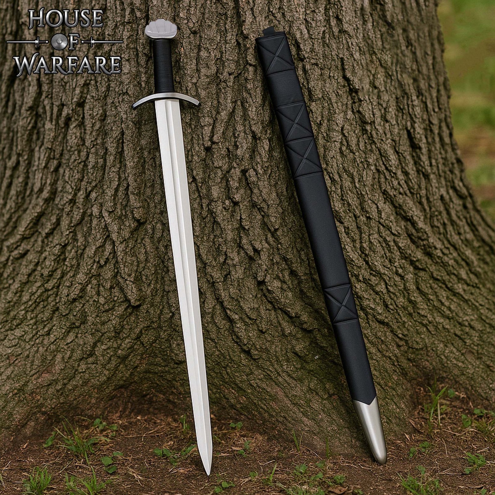 Viking Sword with Scabbard Hand Forged Steel Blade, Fluted Pommel – Collector’s Display