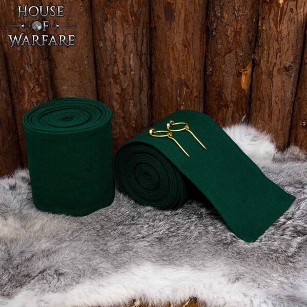 Medieval Cotton Leg Wraps with Brass Fibula - Winingas Pair - Image 2