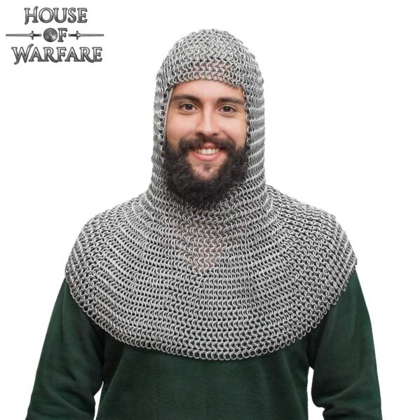 Medieval Chainmail Coif 14 Gauge 10 mm Butted Aluminium with Rubber Rings - Image 2