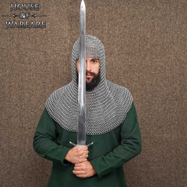 Medieval Chainmail Coif 14 Gauge 10 mm Butted Aluminium with Rubber Rings - Image 4