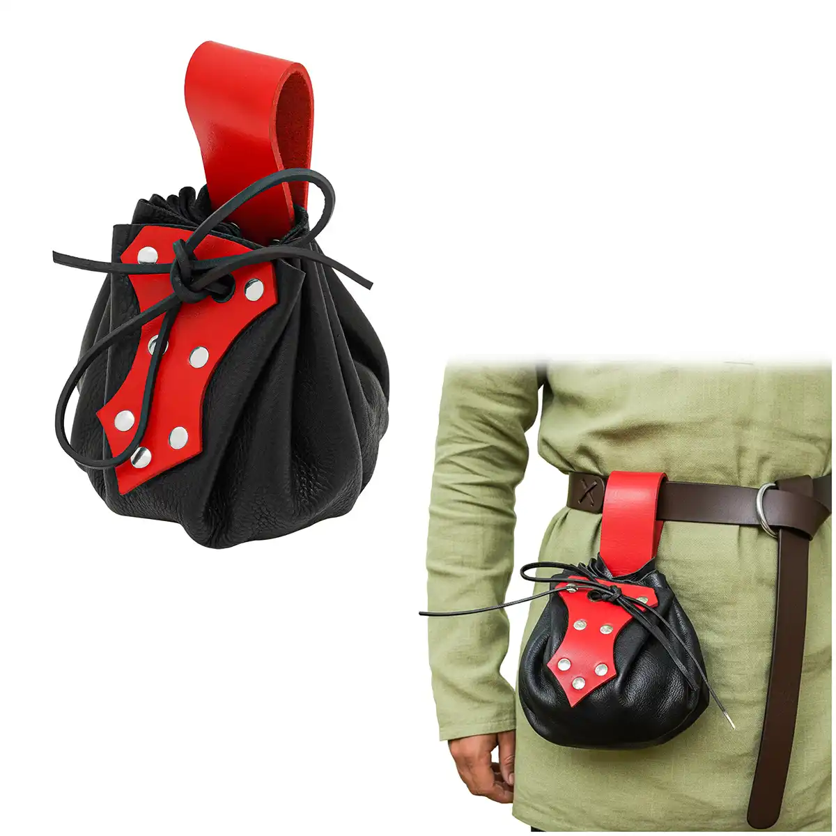 Gathered Medieval Belt Pouch