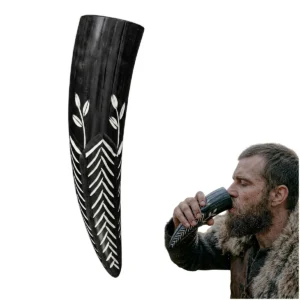 Engraved Medieval Drinking Horn