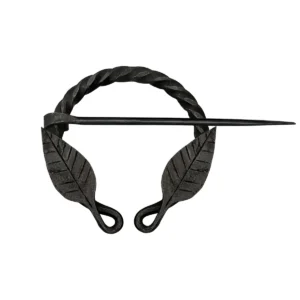 Medieval Iron Cloak Pin with Leaf Motif