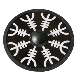 Viking Wooden Shield with Helm of Awe